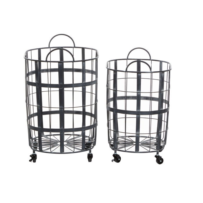 Gracie Oaks Industrial 2 Piece Metal/Wire Basket Set & Reviews Wayfair
